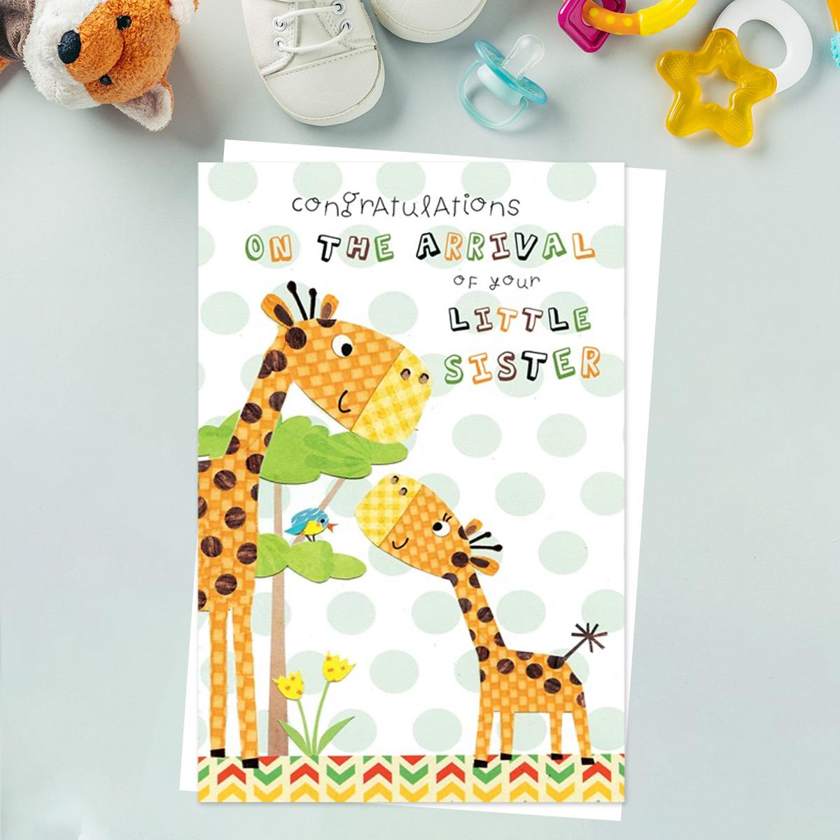 Congratulations On The Arrival Of Your Little Sister Card Front Image