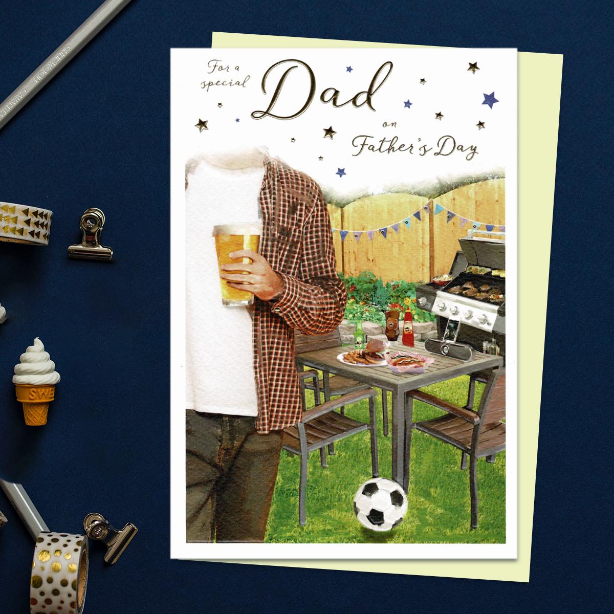 Dad On Father's Day Beer & BBQ Card Front Image