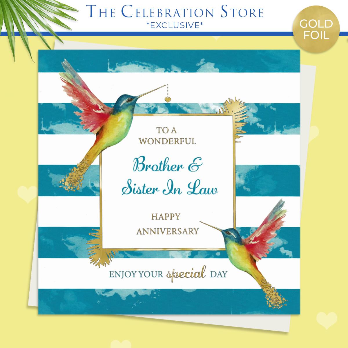 Hummingbird Brother And Sister In Law Anniversary Card With Envelope