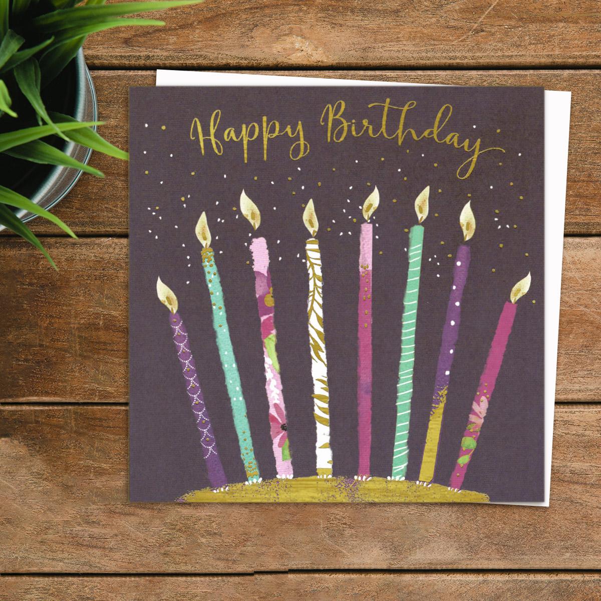 Damson Noire - Happy Birthday Candles Card Front Image