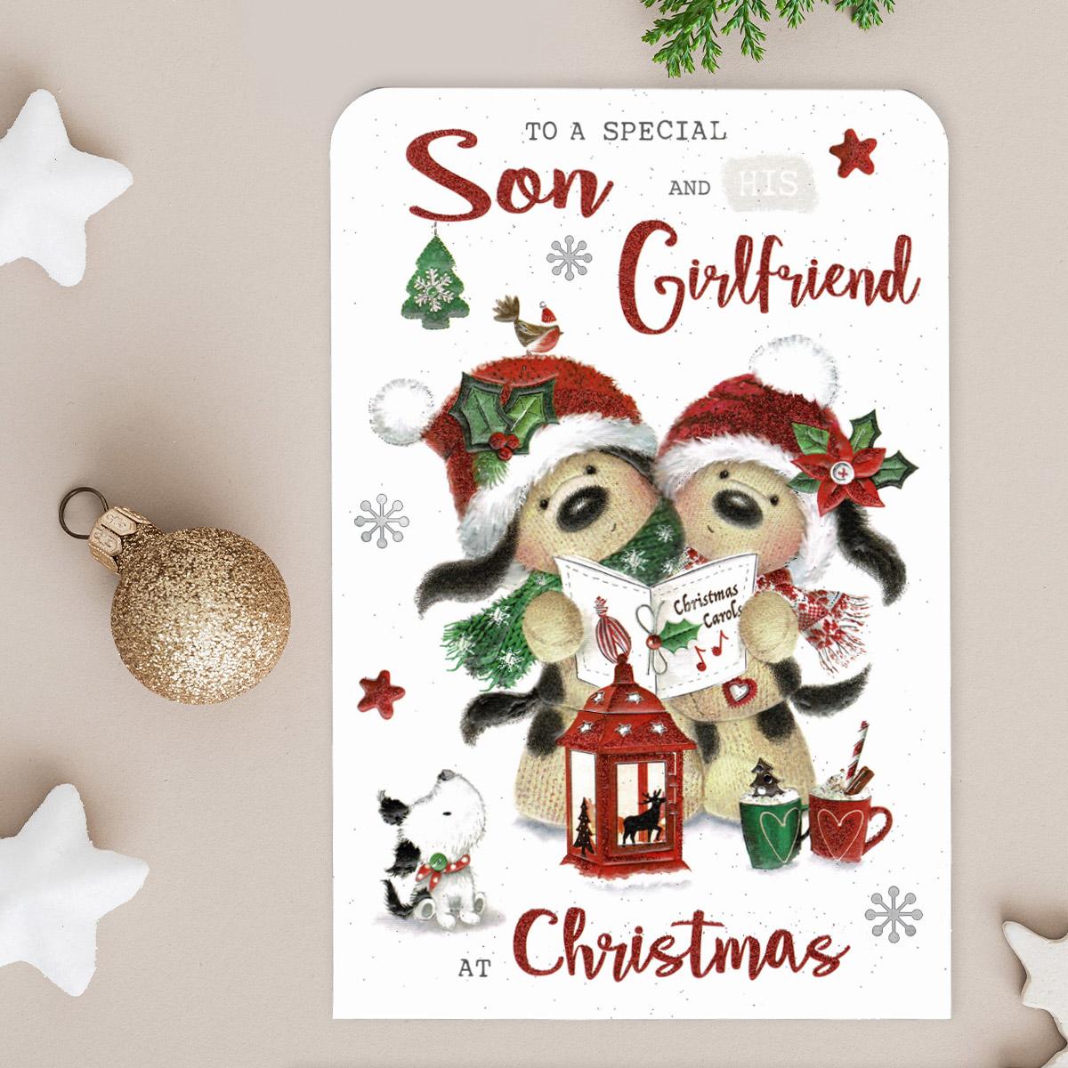 Son & Girlfriend At Christmas Fudge & Friends Card Front Image