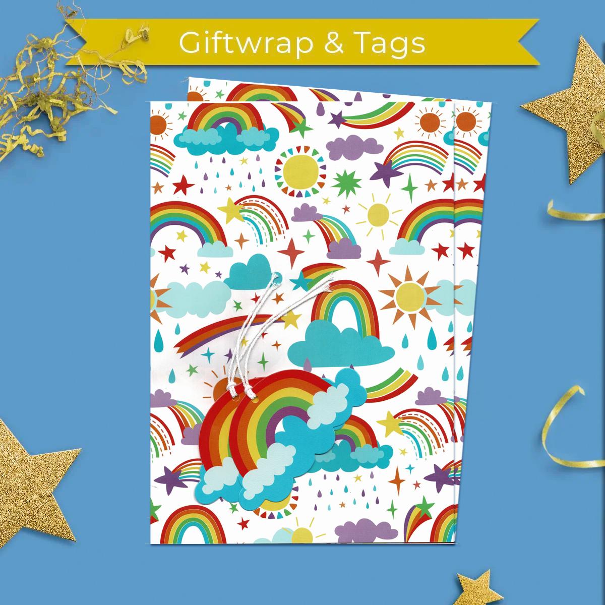 Giftwrap -Rainbows Wrapping Paper & Tags Front Image