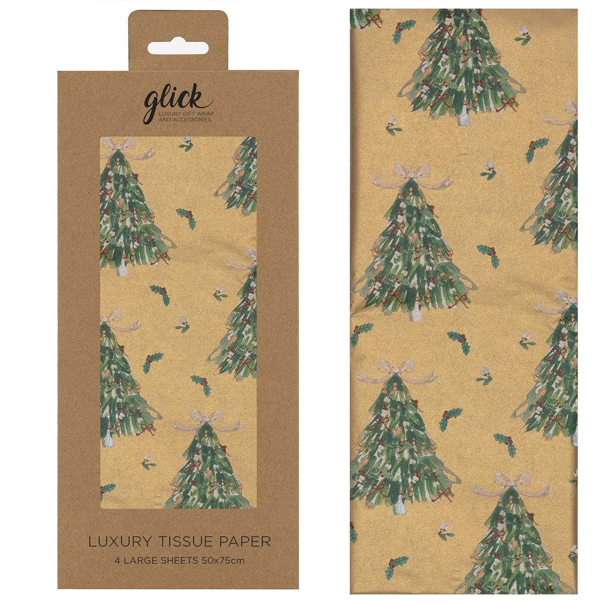 Christmas Luxury Tissue Paper - Evergreen Gold Front Image