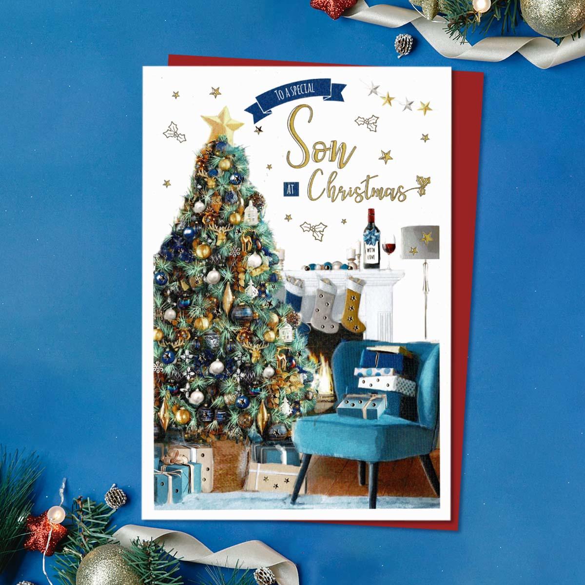 Special Son Christmas Tree Card Front Image