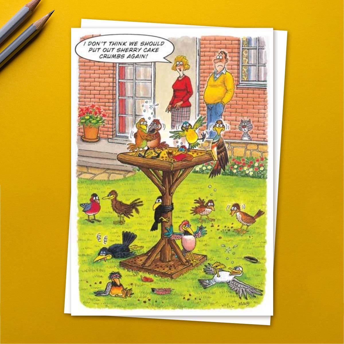 The Funny Side Of Life - The Bird Table Funny Birthday Card front Image