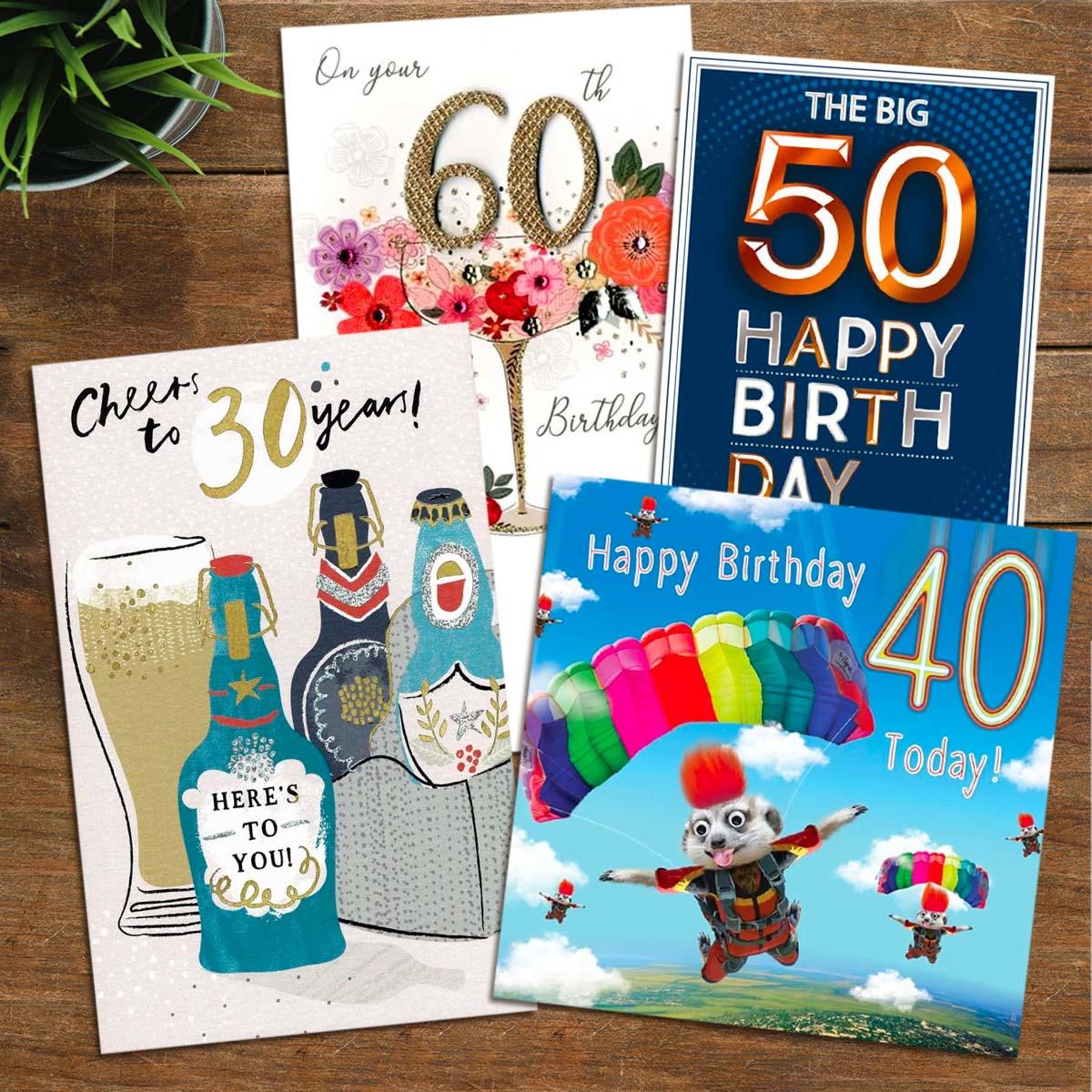 A Selection Of Cards To Show The Depth Of Range In Our Age 30-60 Age Cards Section