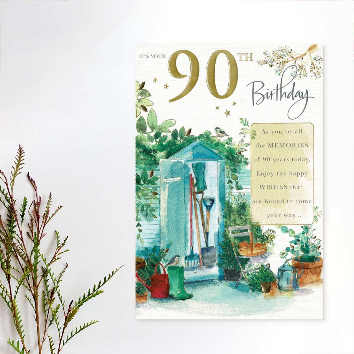 Moments In Time - 90th Birthday Garden Shed Card Front Image
