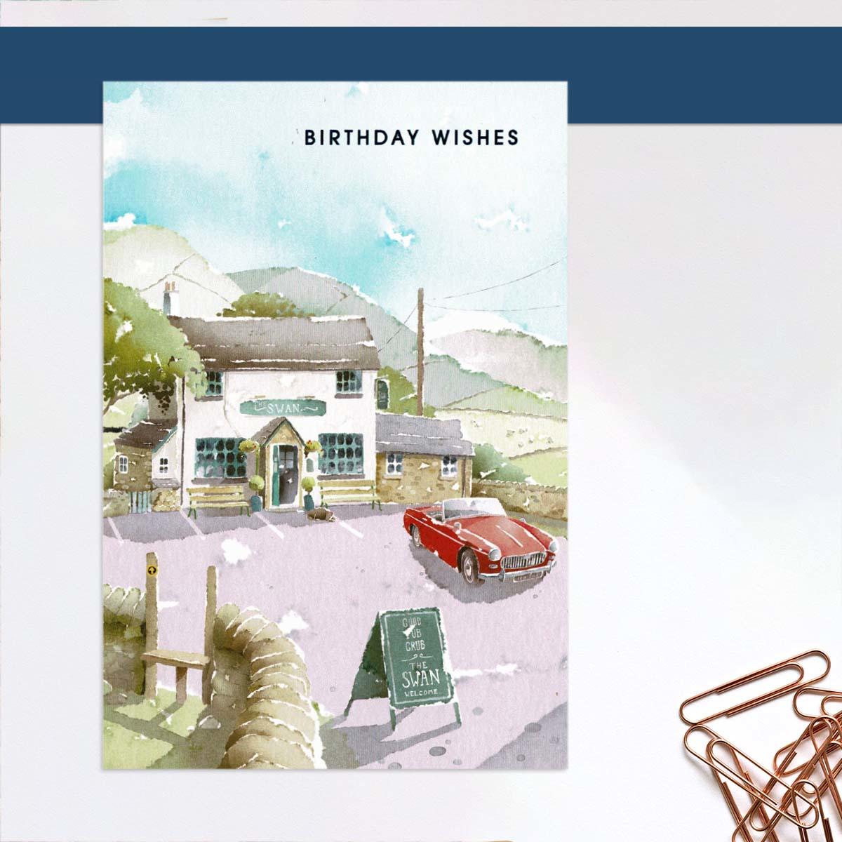 Drift Away -Birthday At The Swan Card Front Image
