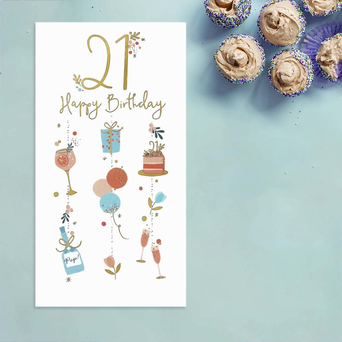 Simply Precious - 21 Happy Birthday Card Front Image