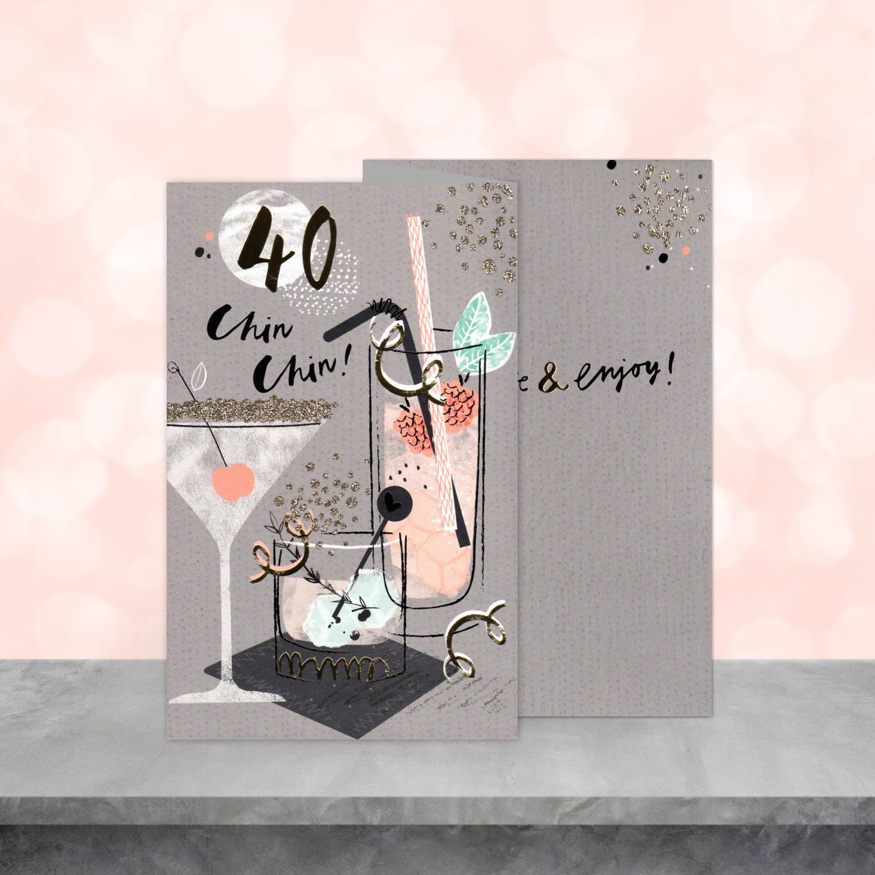Image Showing A 40th Birthday Card Sitting On The Shelf