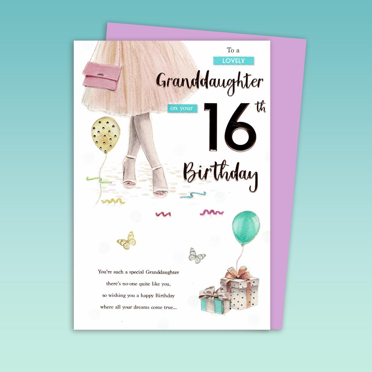Granddaughter Age 16 Birthday Card Front Image