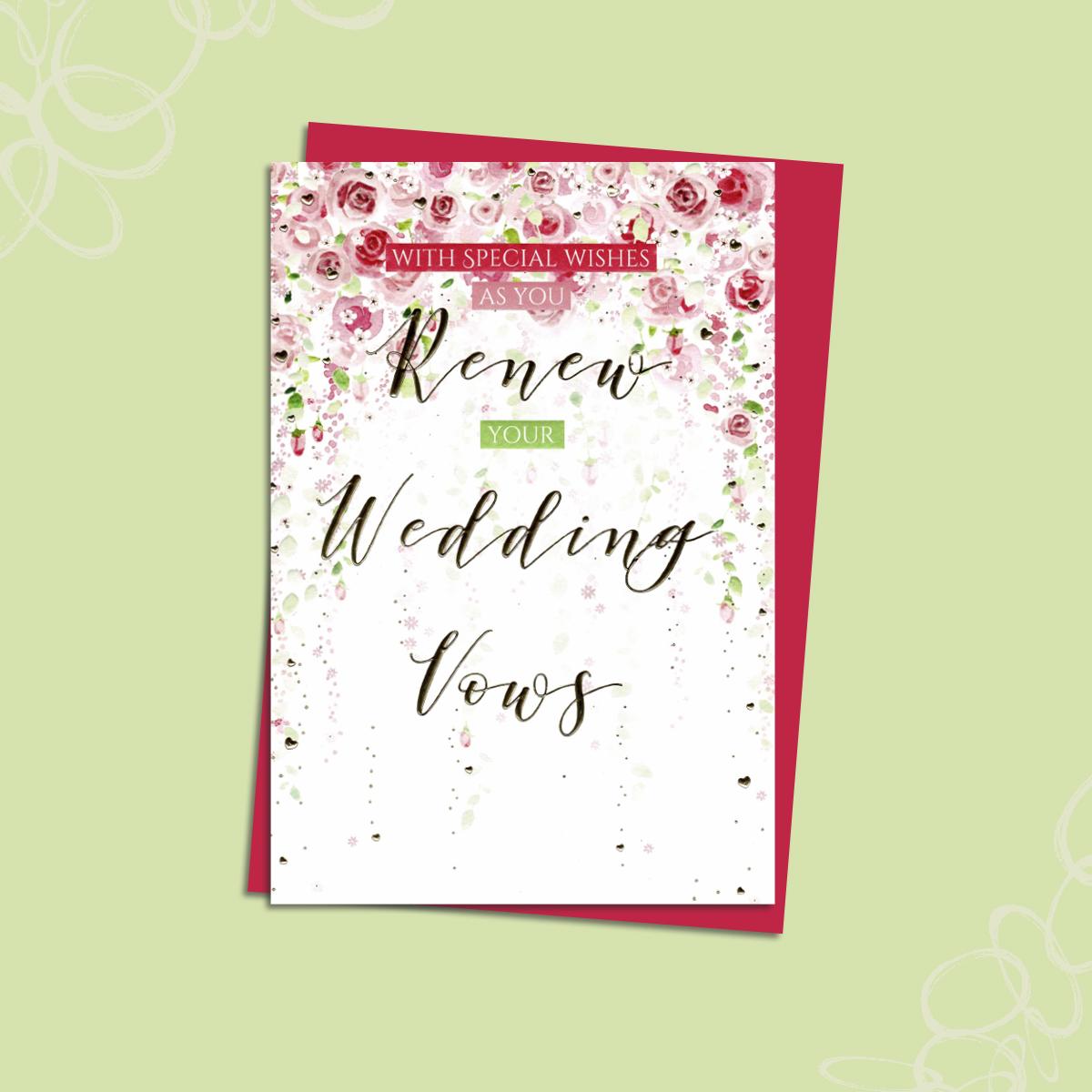 As You Renew Your Vows Wedding Card Alongside Its Magenta Envelope