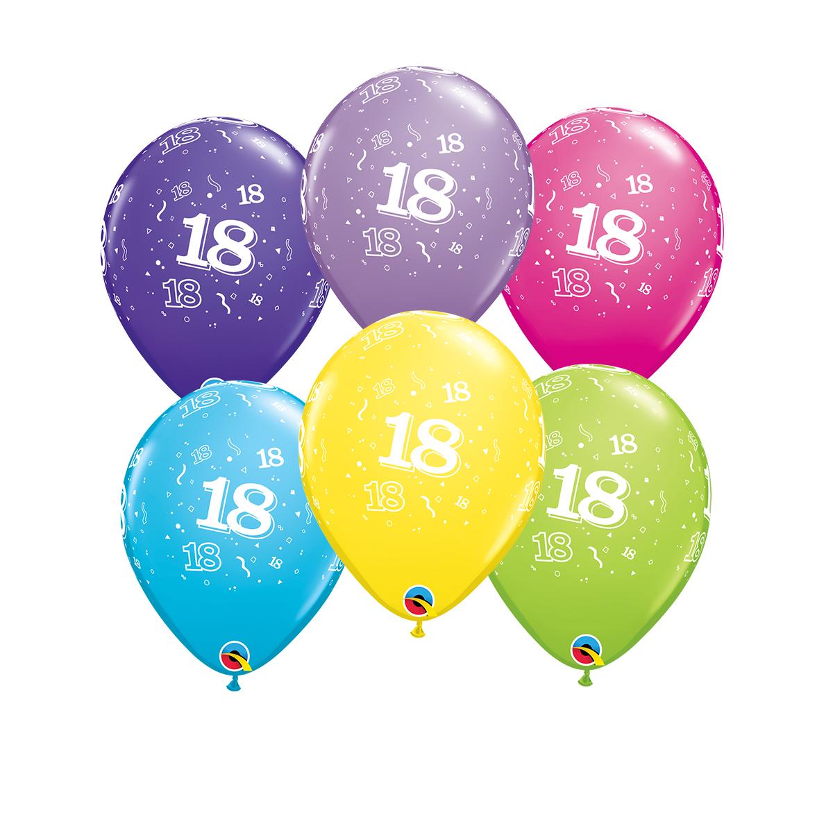 Image Of 6 Inflated Age 18 Multicoloured Latex Balloons