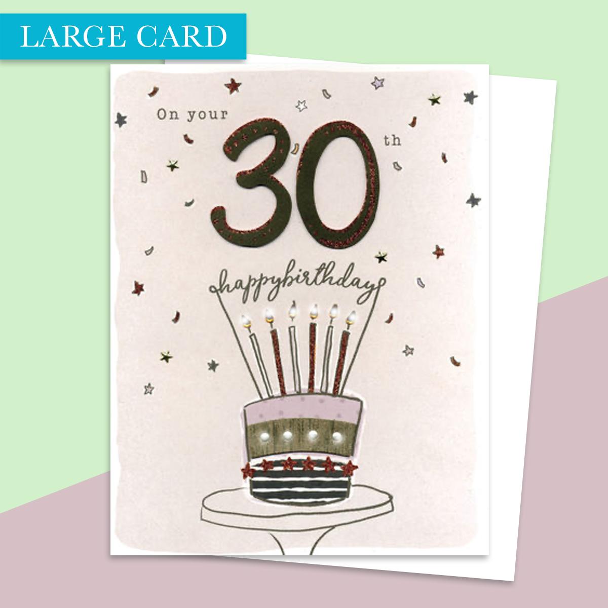 Age 30 Large Card Alongside Its White Envelope