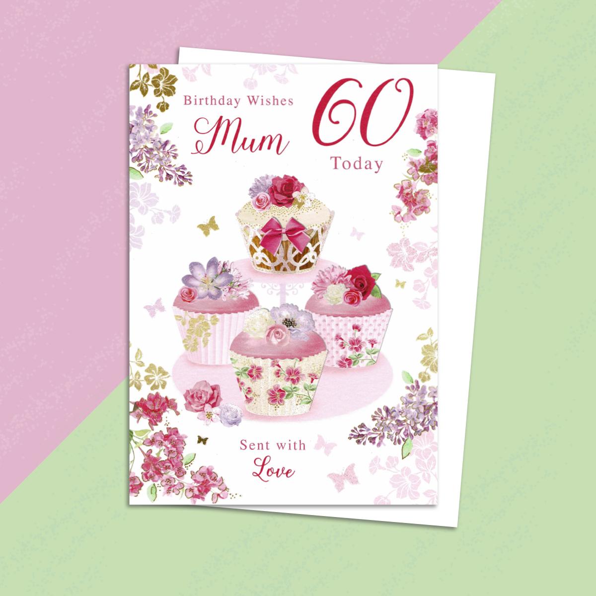Mum 60th Birthday Card Alongside Its White Envelope