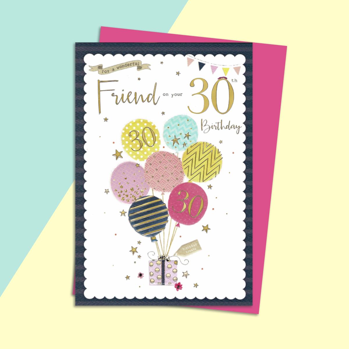Friend Age 30 Birthday Card Complete With Magenta Envelope