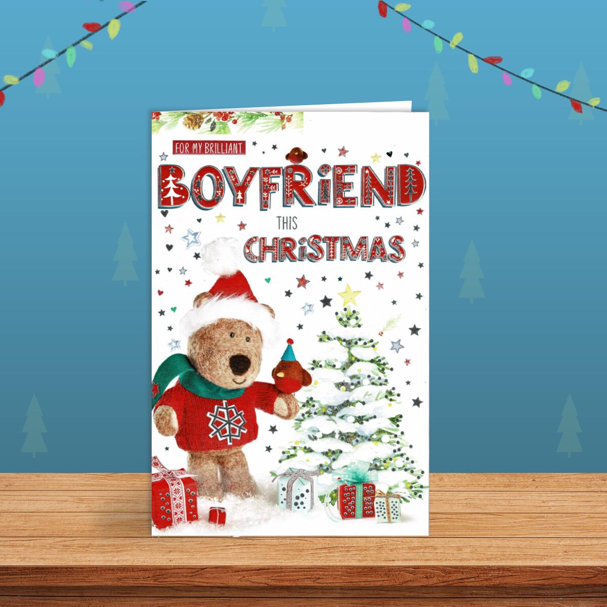 Boyfriend Christmas Card Alongside Its Red Envelope
