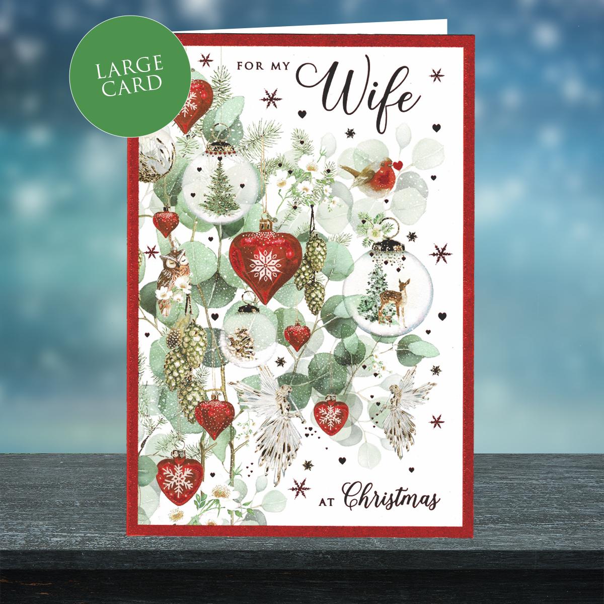 Large Wife Christmas Card Alongside Its Red Envelope