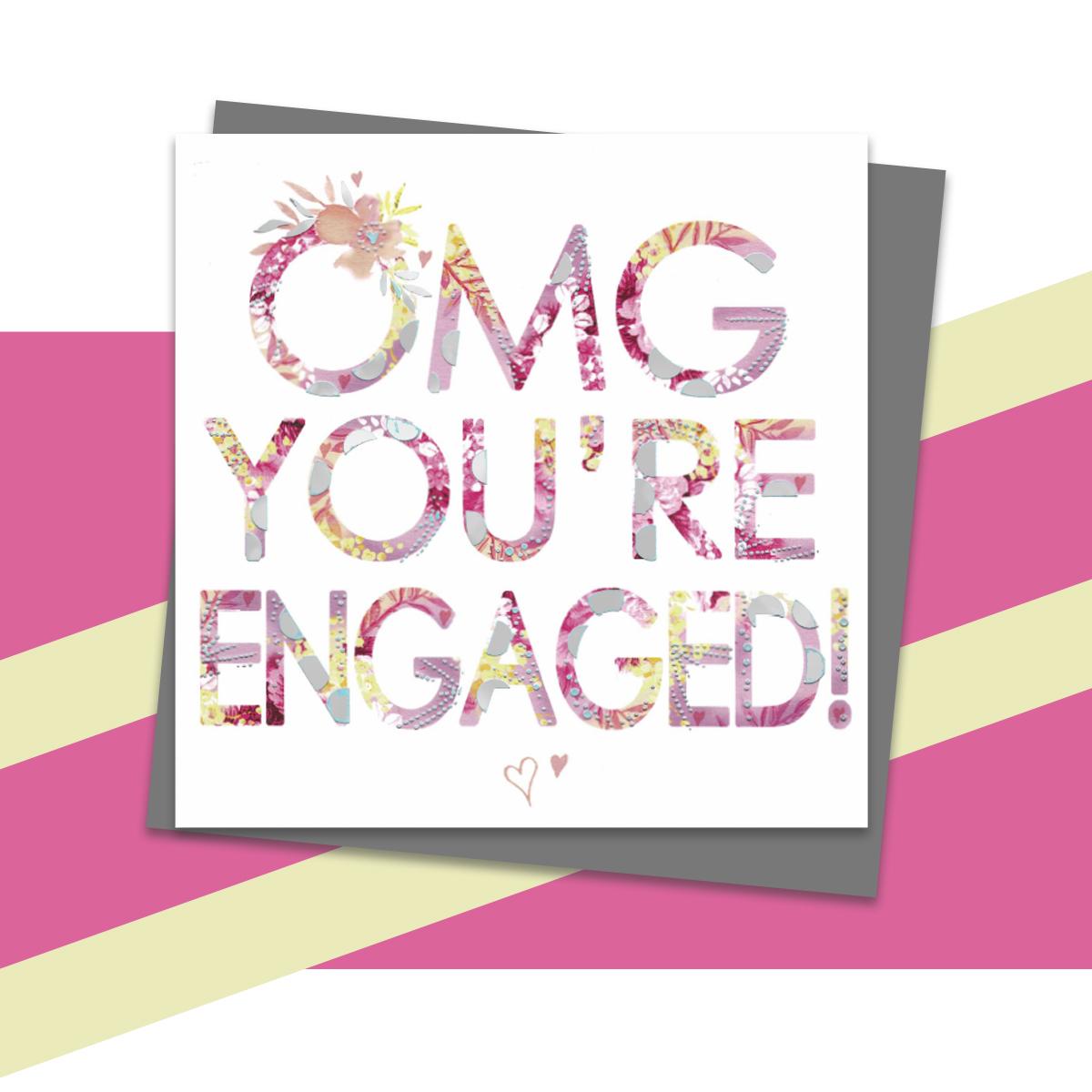 Engagement Greeting Card Alongside Its Dark Grey Envelope