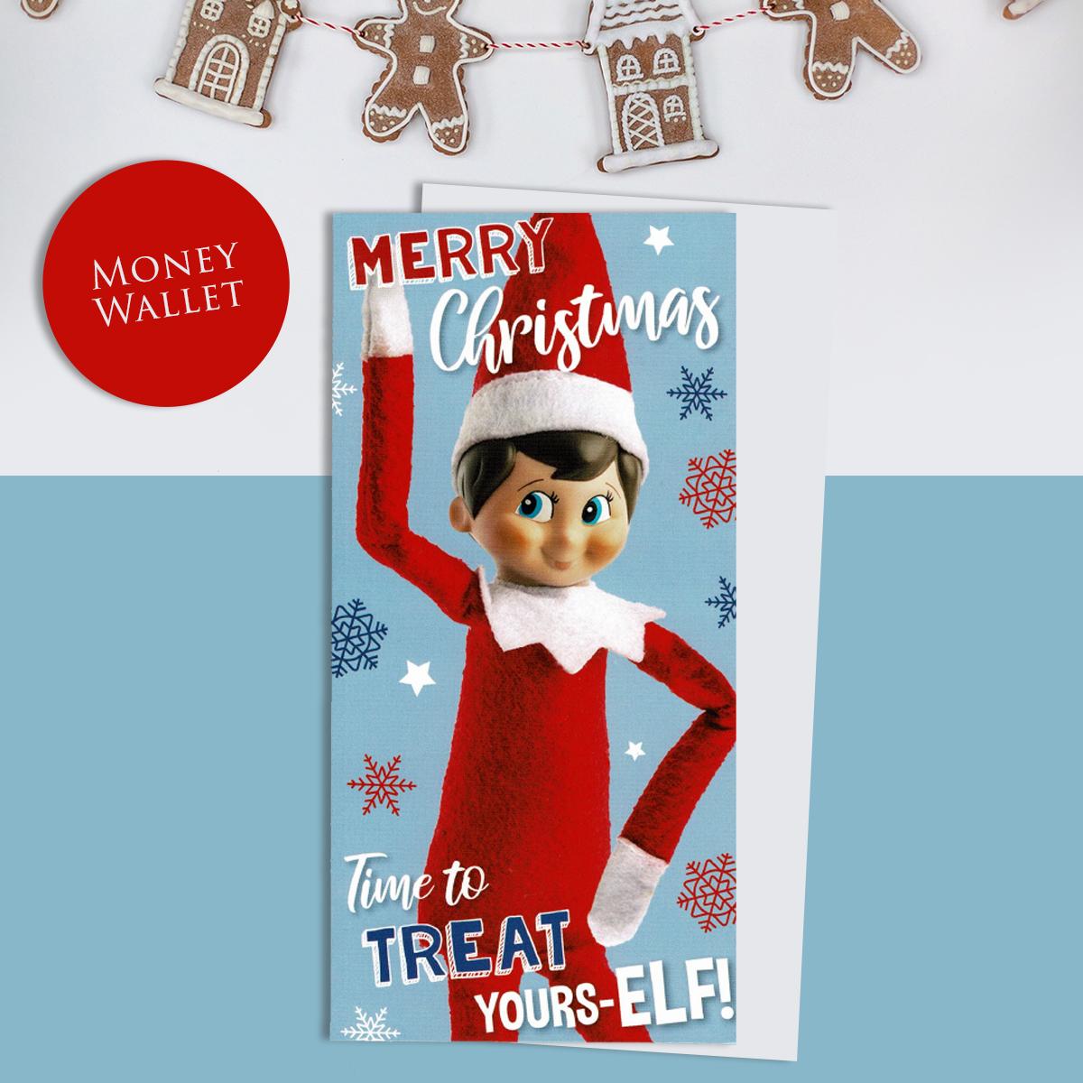 Elf Themed Christmas Money Wallet Alongside Its White Envelope