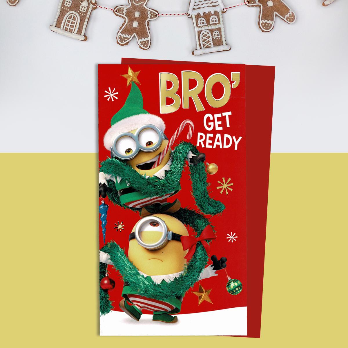 Minions Brother Christmas Card Alongside Its Red Envelope