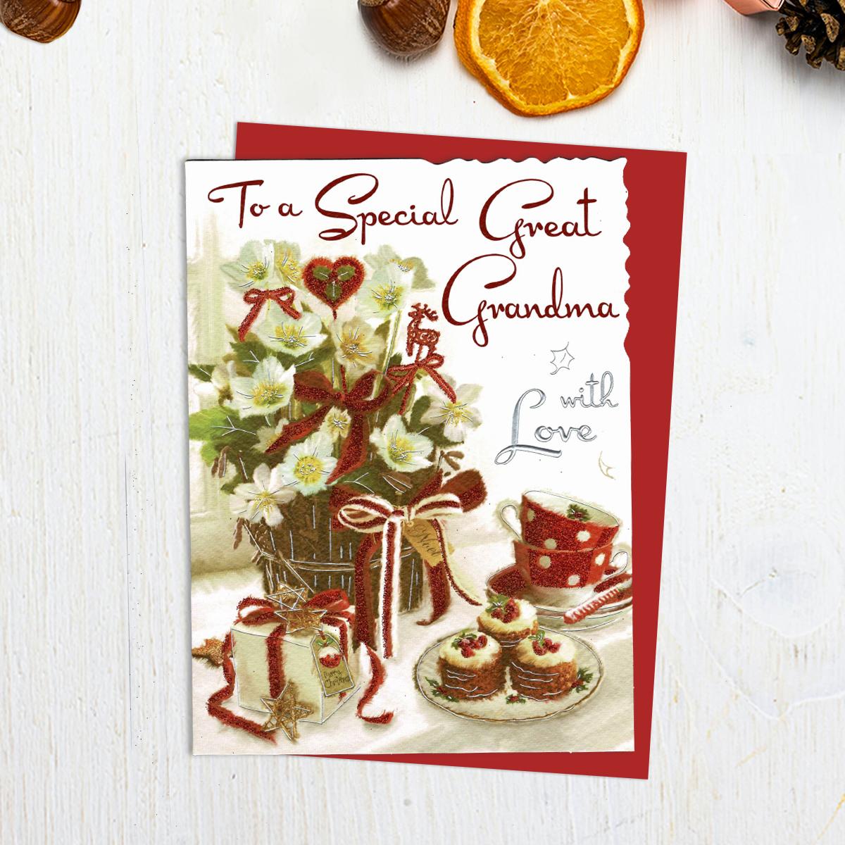 Great Grandma Christmas Card Alongside Its Red Envelope