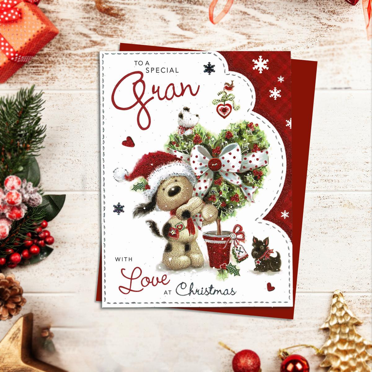 Gran Christmas Card Alongside Its Red Envelope