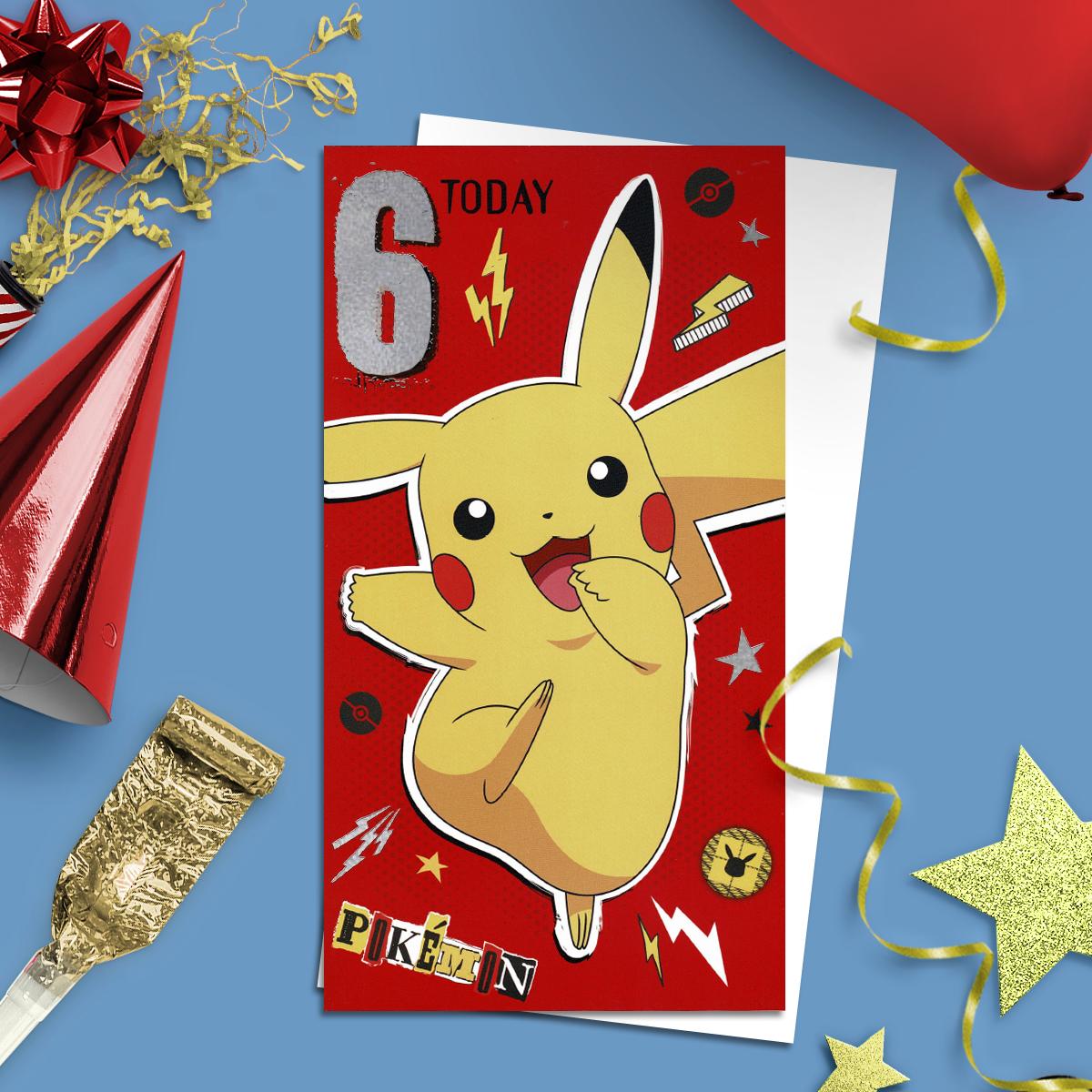 Pokémon Age 6 Birthday Card Alongside Its White Envelope