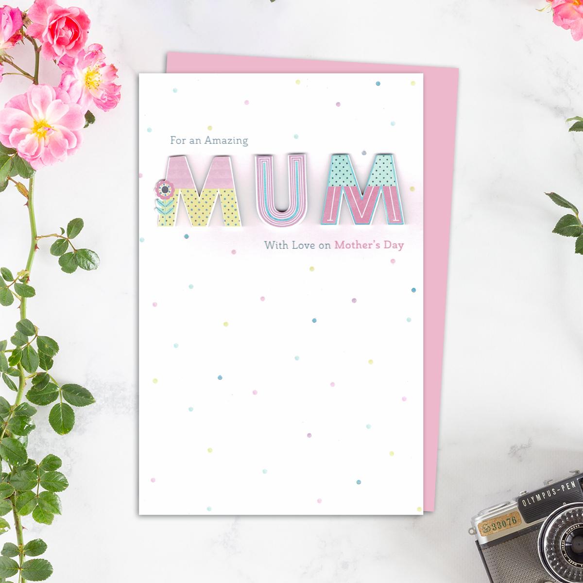 Amazing Mum Mother's Day Design Alongside Its Light Pink Envelope