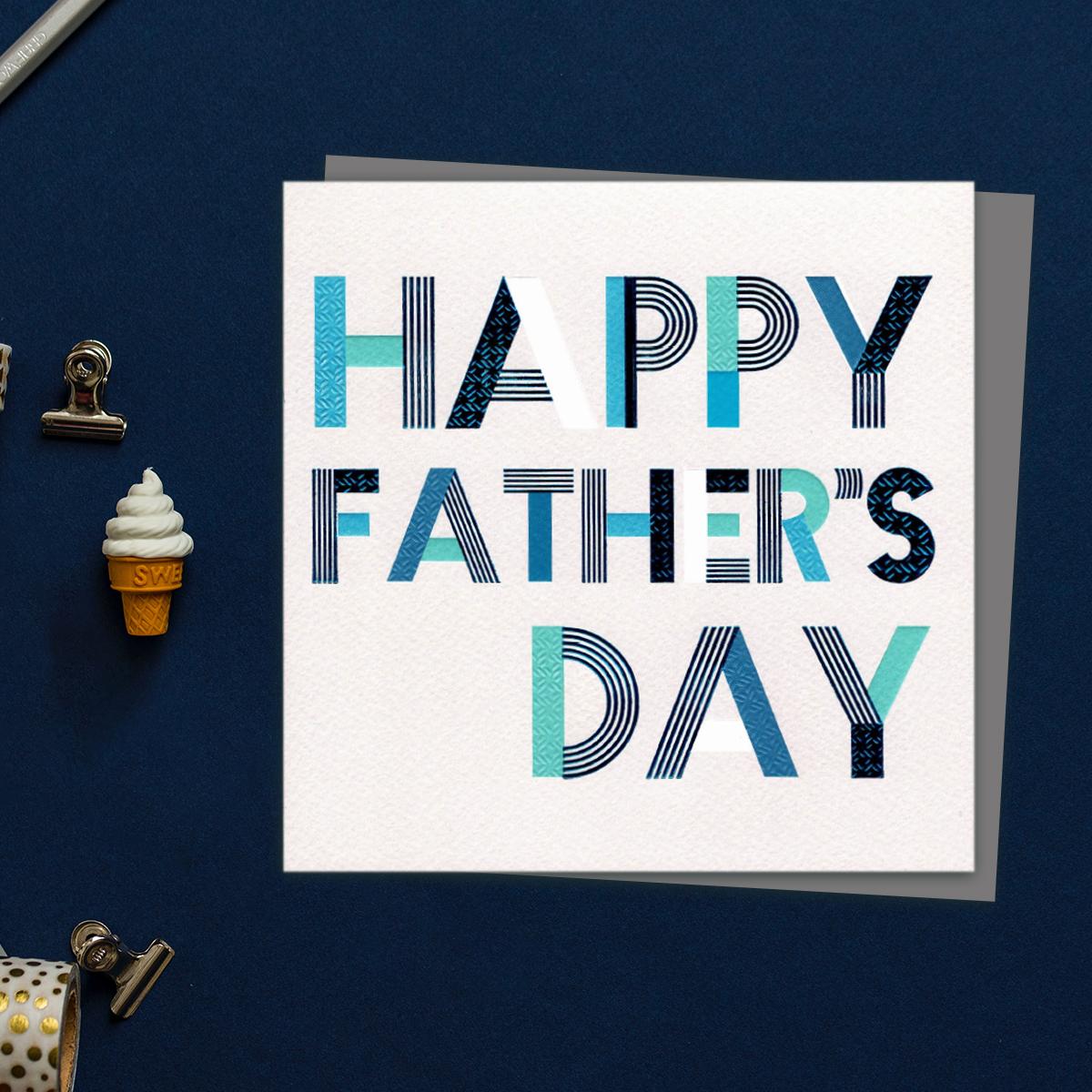 Geometric Text Happy Father's Day Card - Front Image