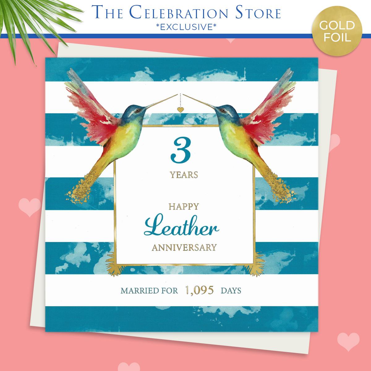 Leather Anniversary Hummingbird Card Full Image