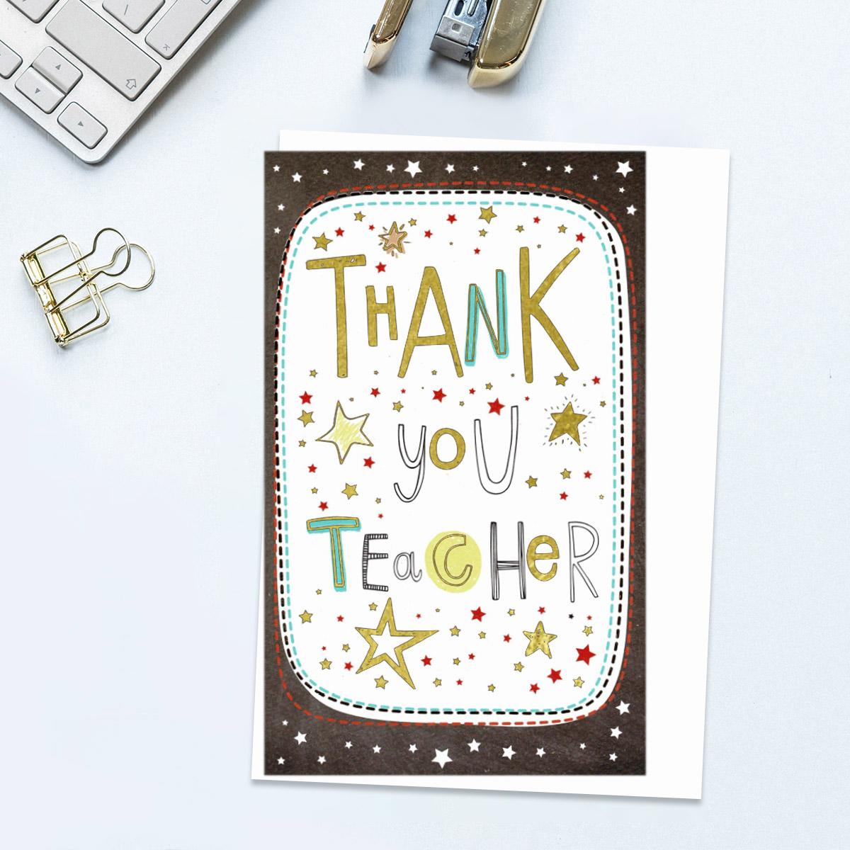 Thank You Teacher Design Alongside Its White Envelope