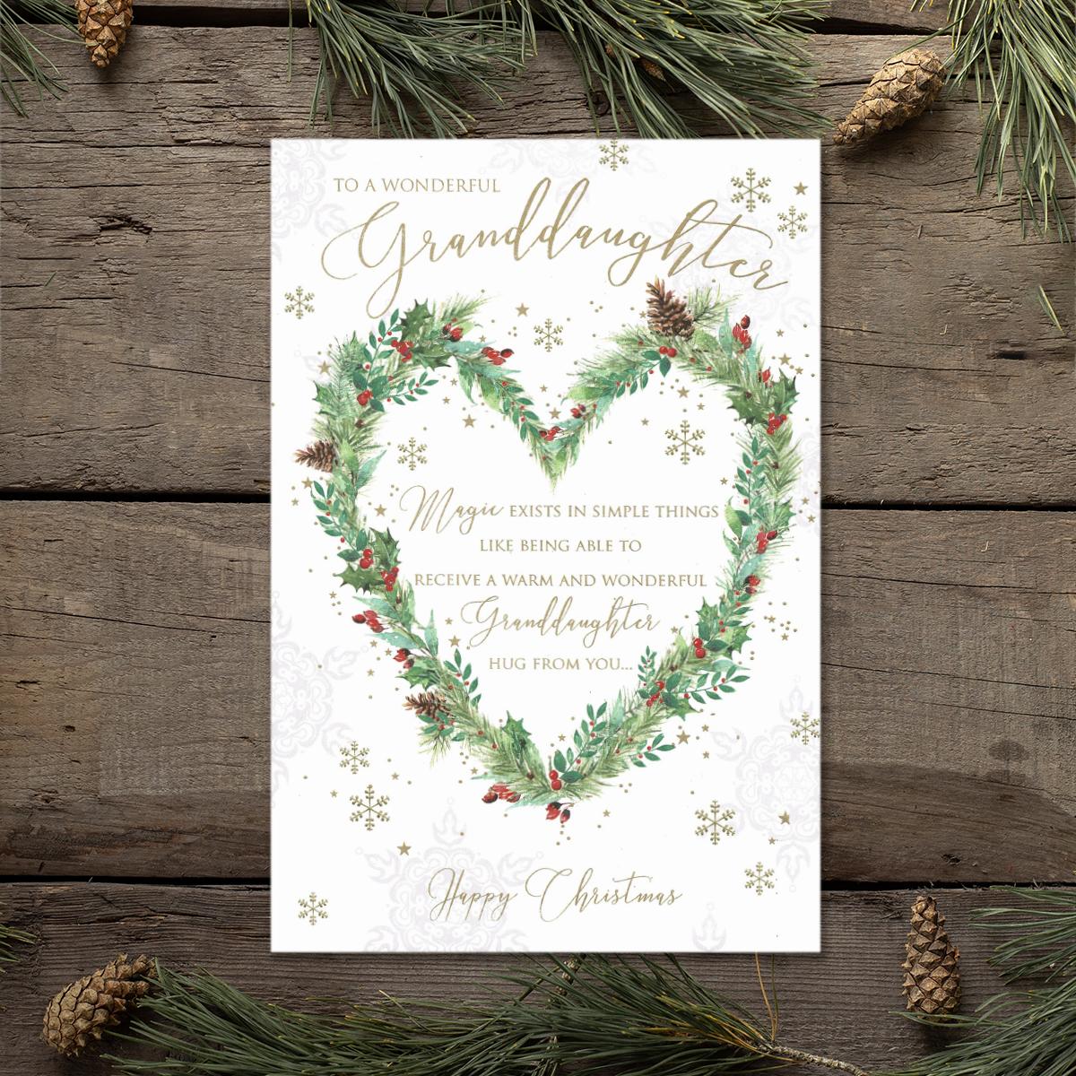 Wonderful Granddaughter Christmas Berries Card Front Image