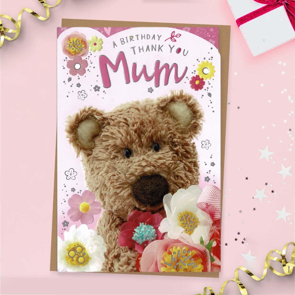 A Birthday Thank You Mum Barley Bear Card Front Image