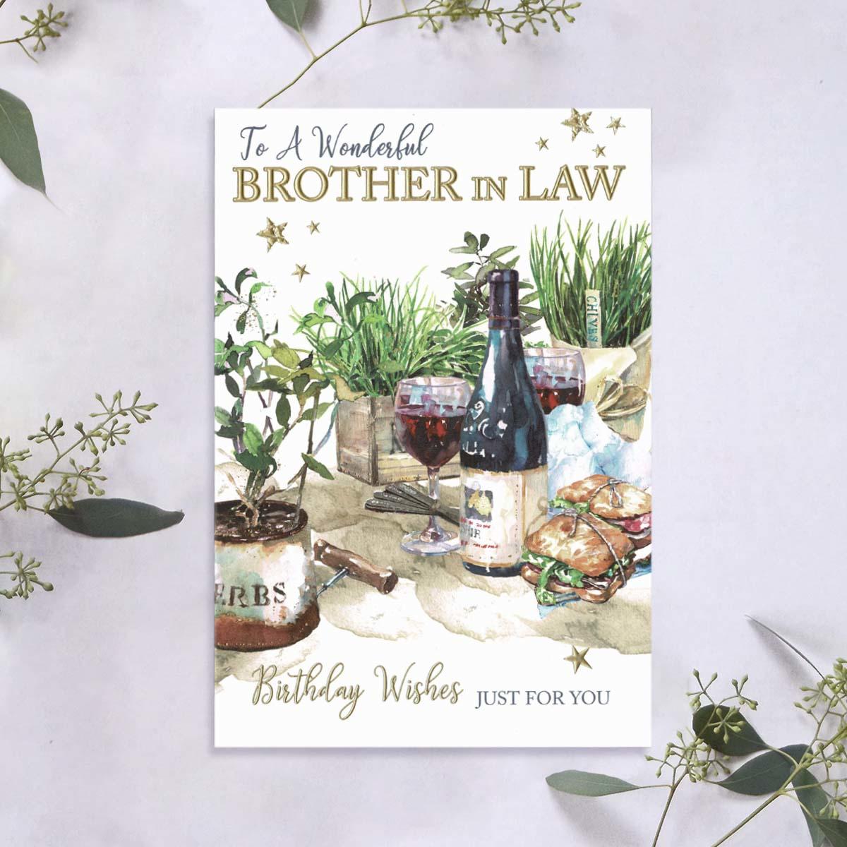 Brother-in-Law Birthday Red Wine Card Front Image