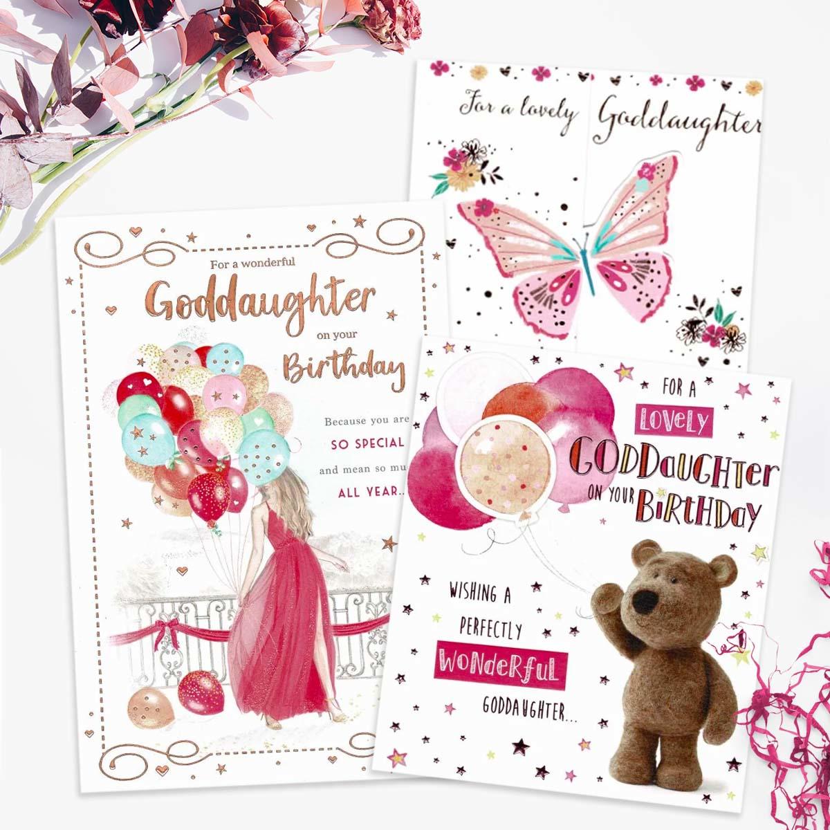 A Selection Of Cards To Show The Depth Of Range In Our Goddaughter Birthday Section