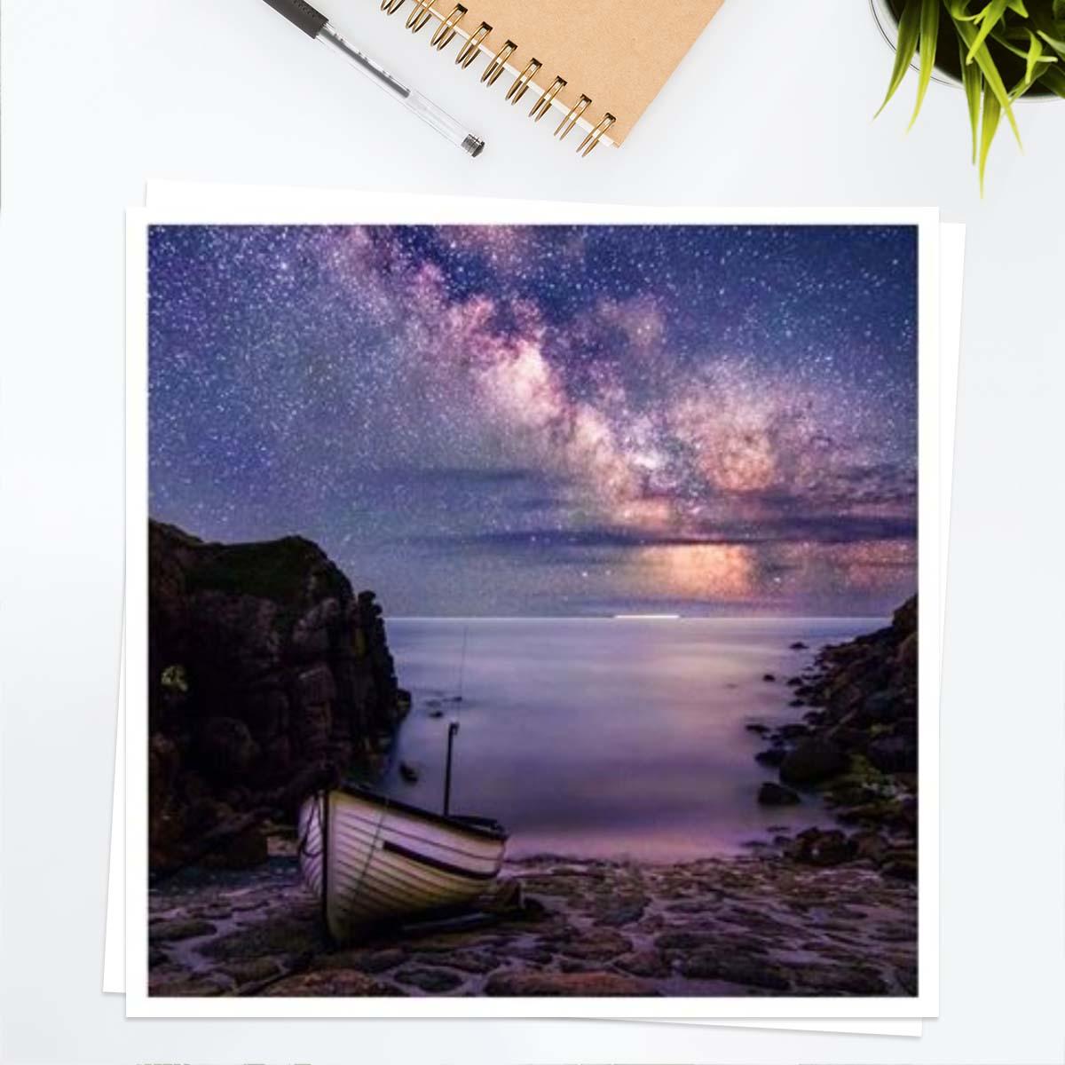 Take A View - Milky Way Over Porthgwarra Cove Blank Card Front Image