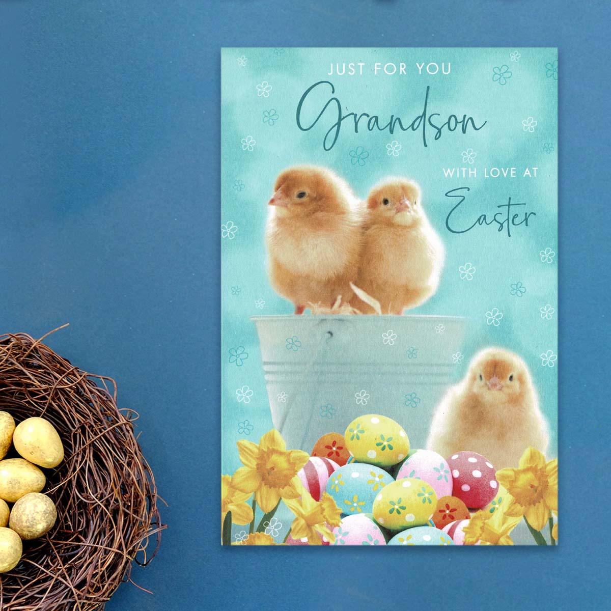 Grandson With Love At Easter Greeting Card