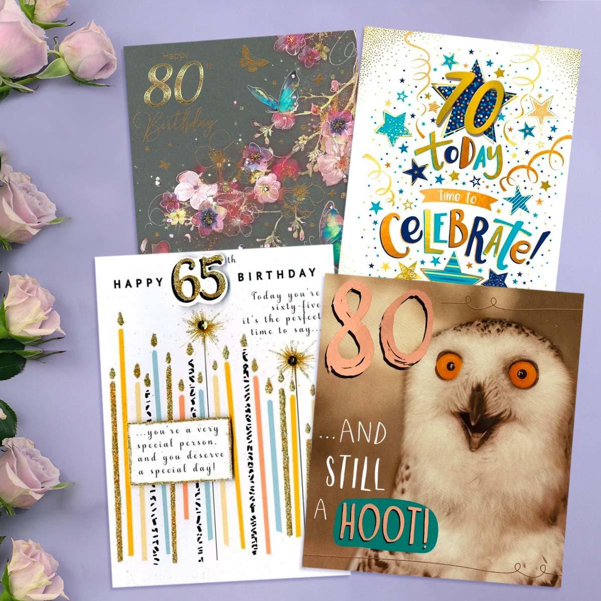 A Selection Of Cards To Show The Depth Of Range In Our Age 65 - Age 100 Birthday Section