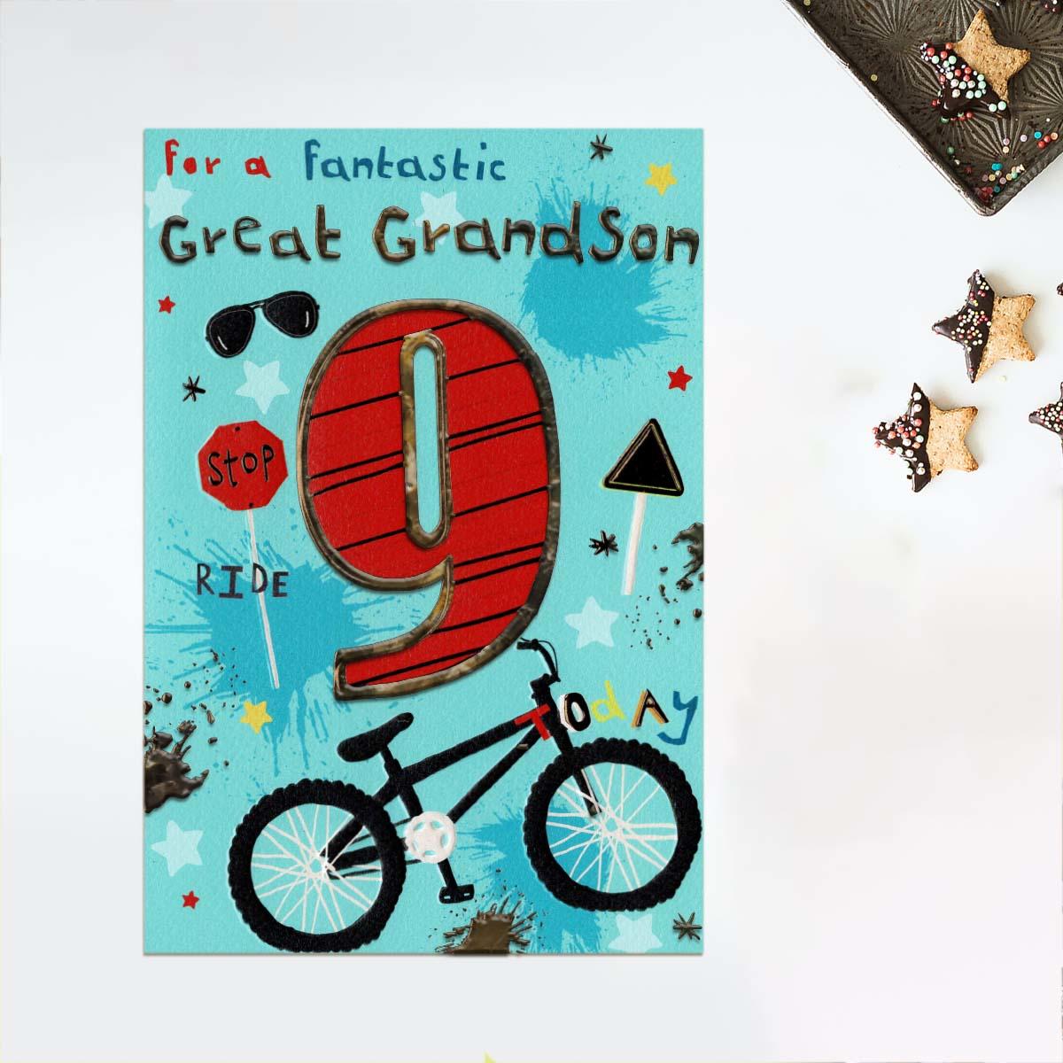 Fantastic Great Grandson 9 Today Card Front Image
