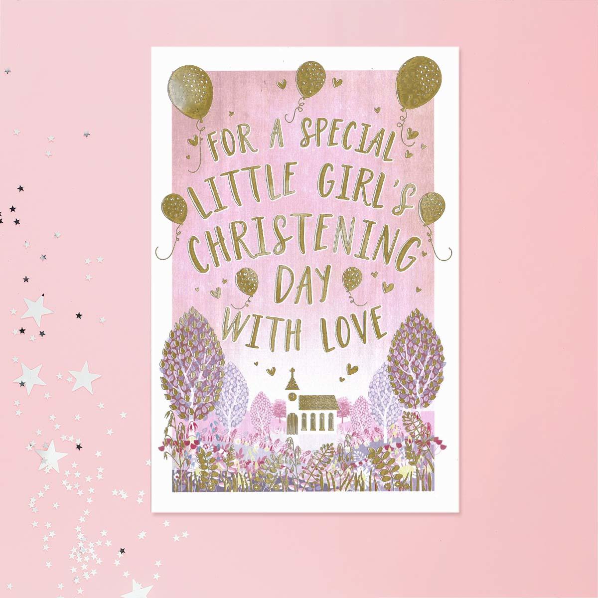 Special Little Girl's Christening Card Front Image