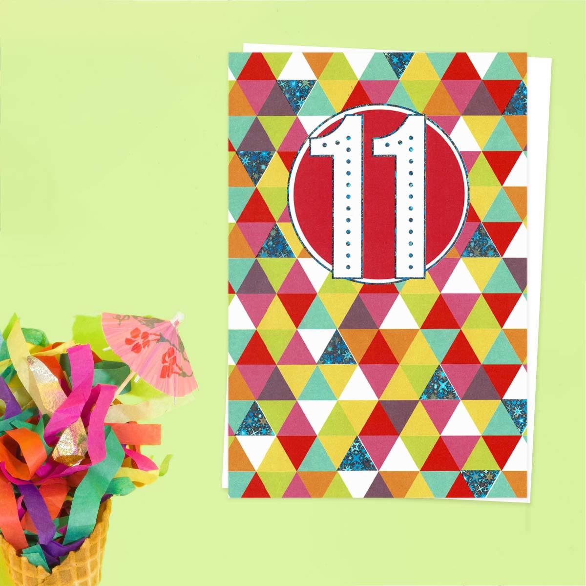 Eleven Today Multicolour Harlequin Card Front Image