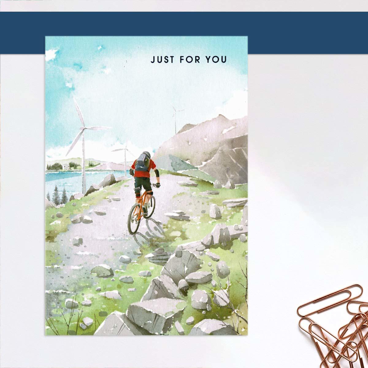 Drift Away -Birthday Cycling Card Front Image