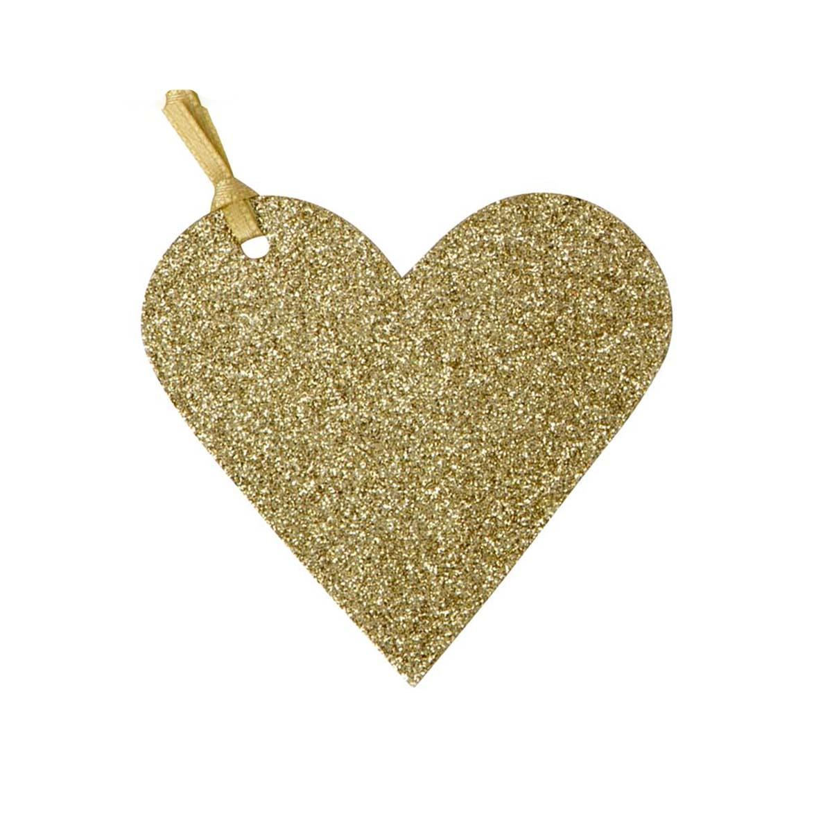 Single Heart Shaped Gold Gift Tag Displayed In Full