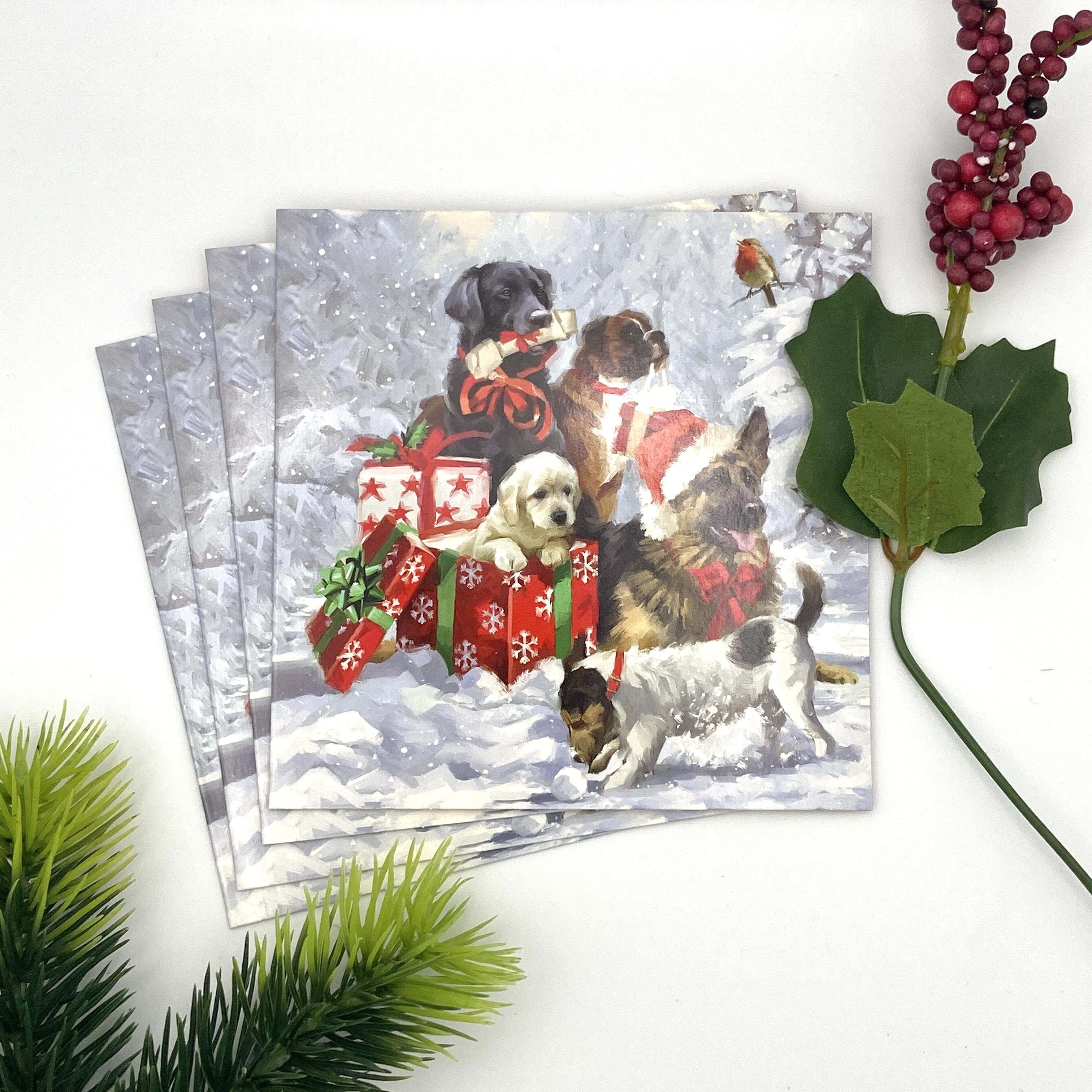 Packet Of 8 Charity Cards - Dogs With Presents