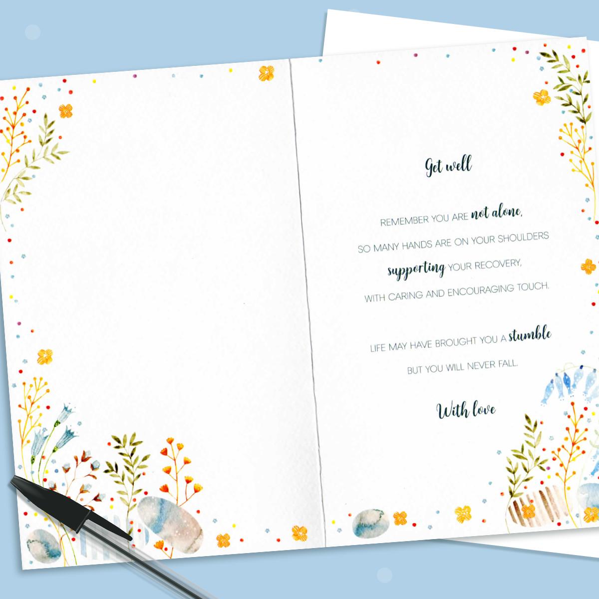 Get Well Soon Card Showing Inside Image Of Layout And Printed Text