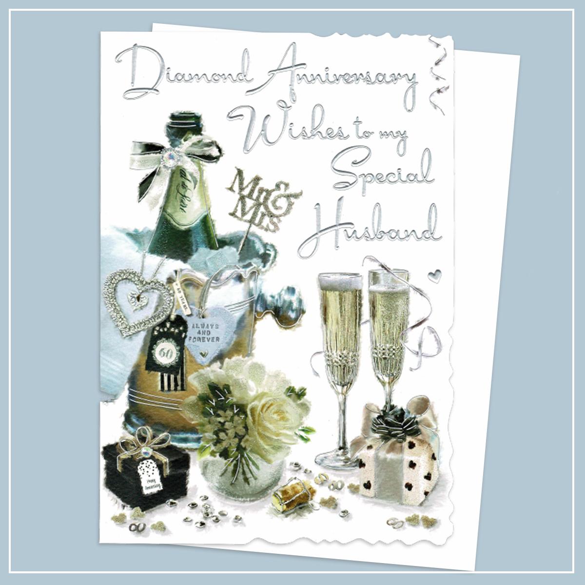Husband Diamond Anniversary Card Alongside Its White Envelope