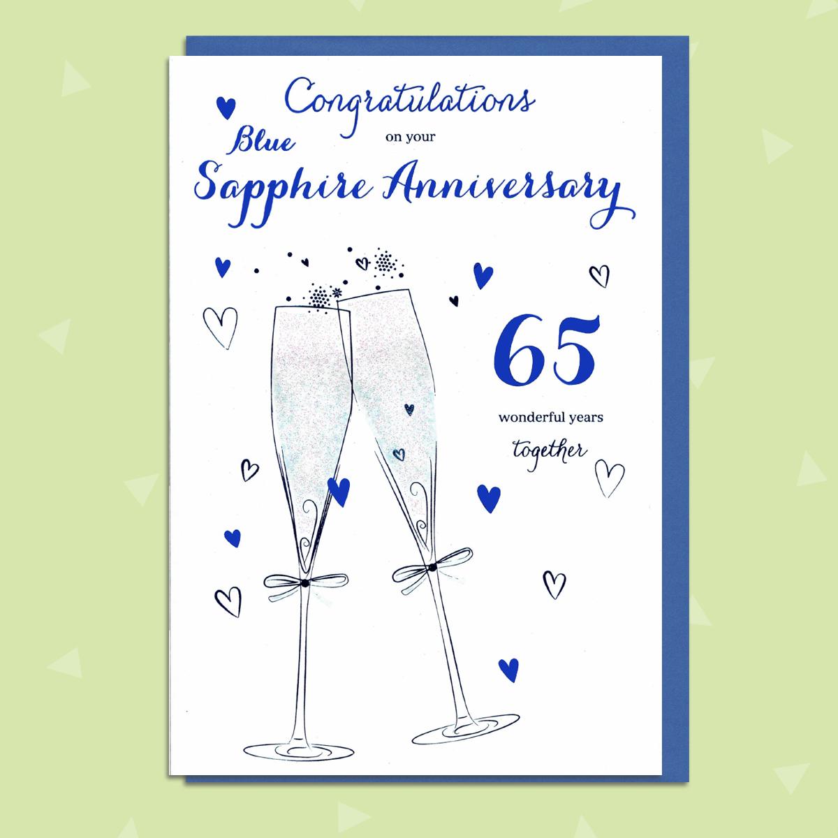 65th Anniversary Card Featuring A Pair Of Champagne Glasses