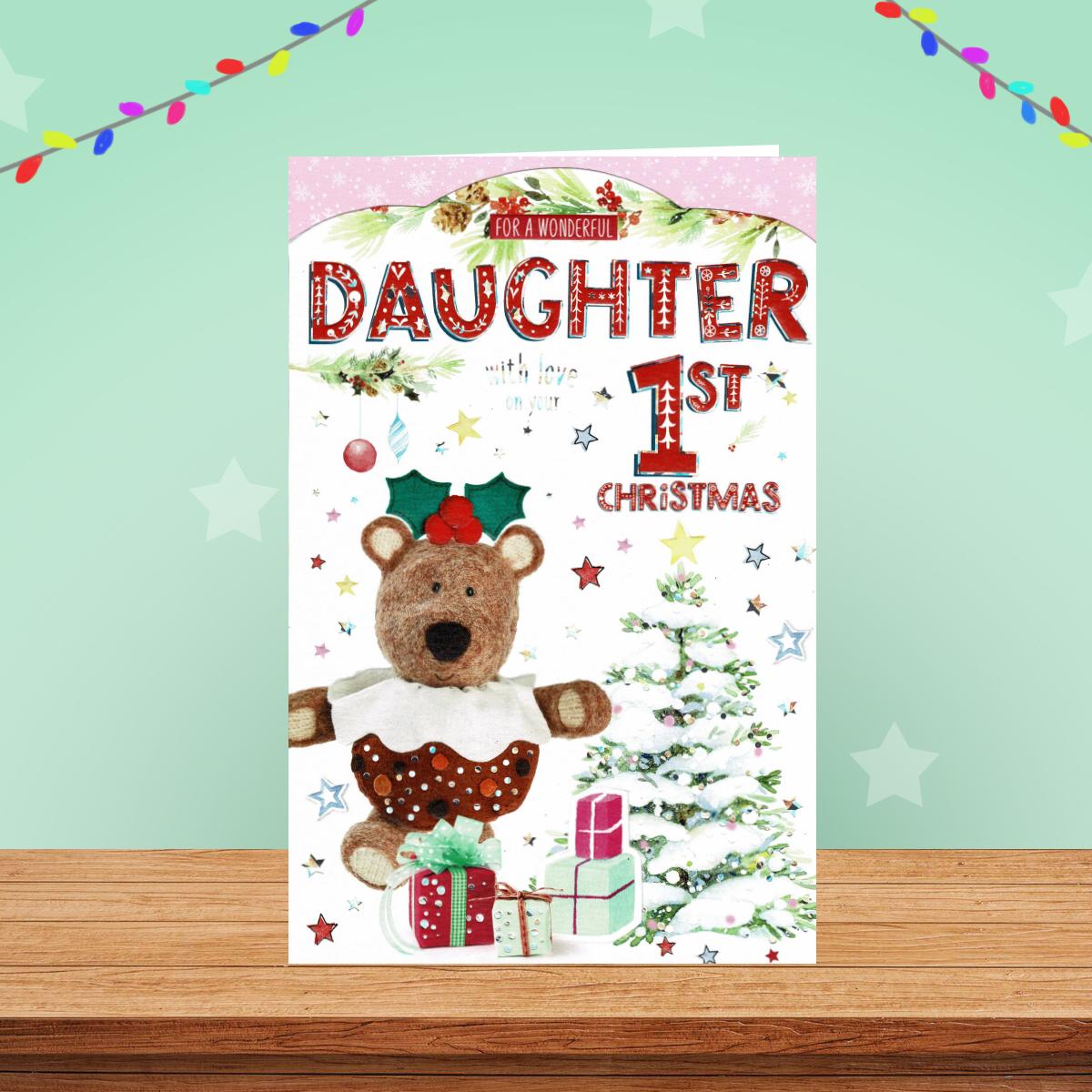 Daughter 1st Xmas Christmas Card Alongside Its Kraft Envelope