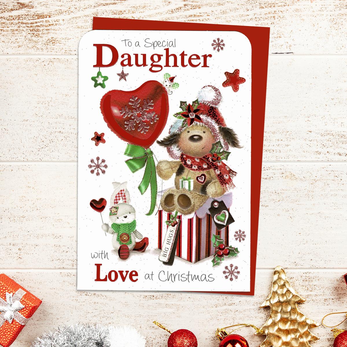 Daughter Christmas Card Alongside Its Red Envelope